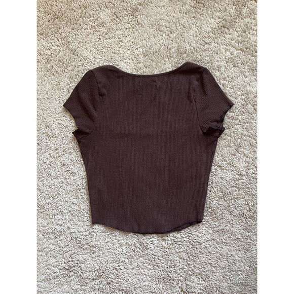 Urban Outfitters Meg Square Neck Crop Top in Espresso Size MEDIUM - Picture 3 of 6